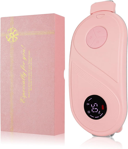 Menstrual Heating Pad for Period Cramps:Portable Hot Electric Heat Pad with Massage for Pain Relief Wraps Belt-Birthday Christmas Self Health Care Gifts for Girlfriend Women Pink Dorm Room Essentials